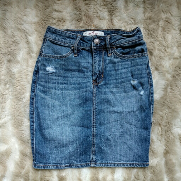 High waist jean hollister skirt
