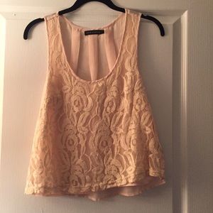 Love Culture cream floral lace sheer back top