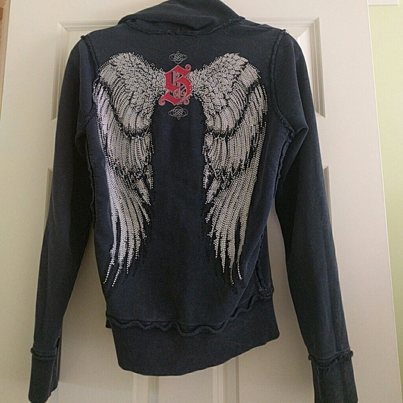 Sinful hoodie distressed dark blue