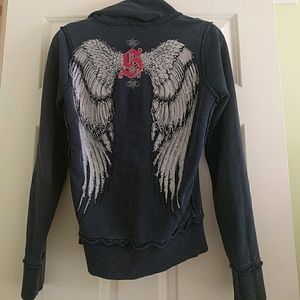 Sinful hoodie distressed dark blue