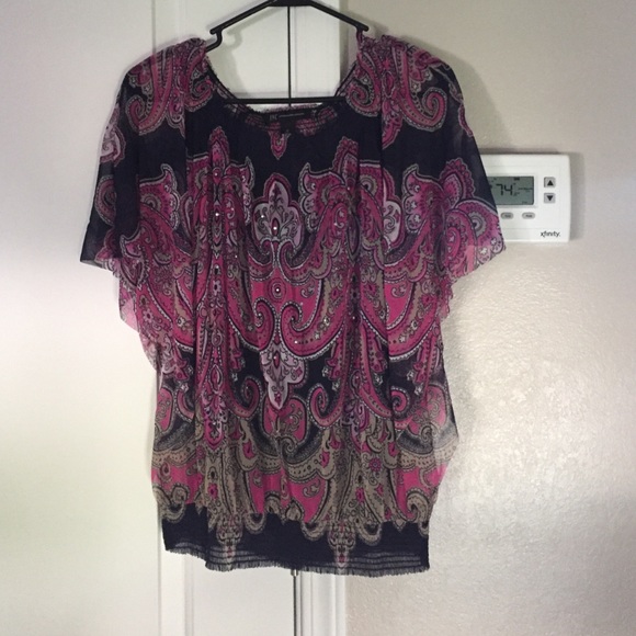 INC International Concepts Tops - Paisley print summer sheer shirt with camisole.