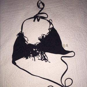 L*space black fringe bikini top