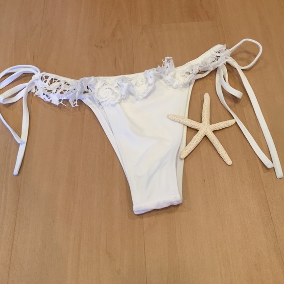 Lace Ruffle Cheeky Bikini Bottom