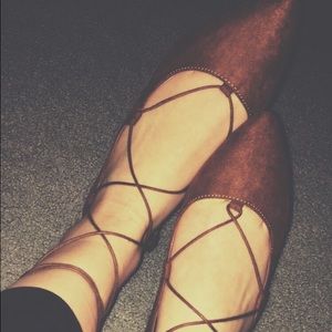 Brown Lace Up Flats