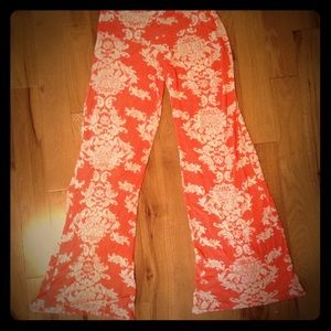 Coral & White Palazzo Pants