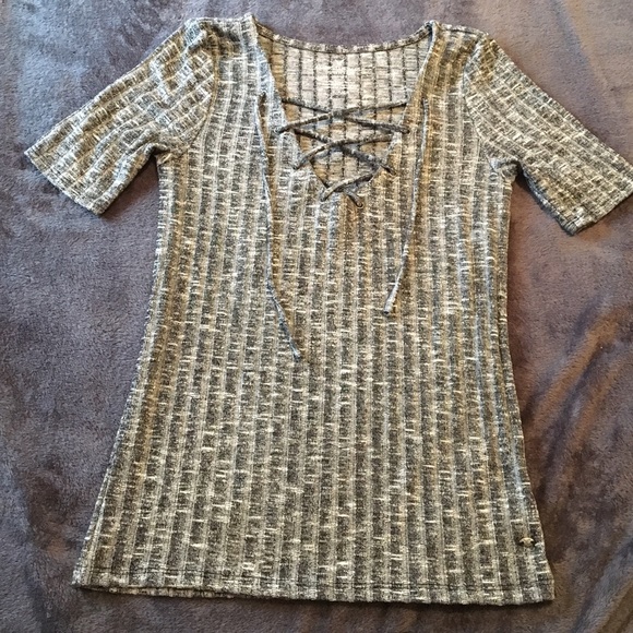 American Eagle Outfitters Tops - Short sleeve lace up top. American eagle. Small