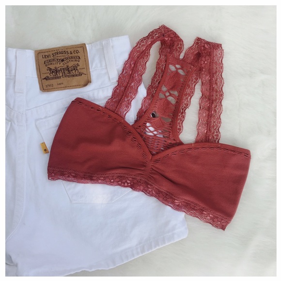 Boutique Other - •NWOT• Burnt Orange Lace Straps Bralette•