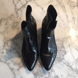 Office black leather wester ankle boots topshop