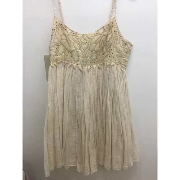 Pleated Cream Dress