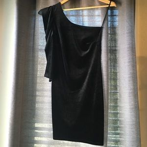 Velour one shoulder mini