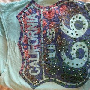 Teal long sleeve graphic tee