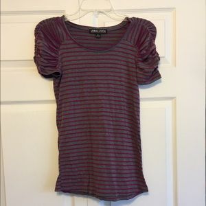 Pink and grey striped t-shirt