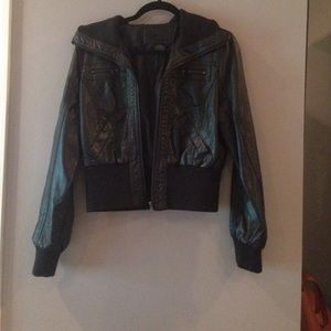 Black faux-leather jacket