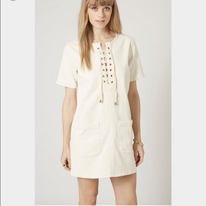 Topshop moto denim lace up dress