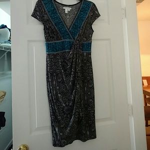 Black white & blue paisley dress