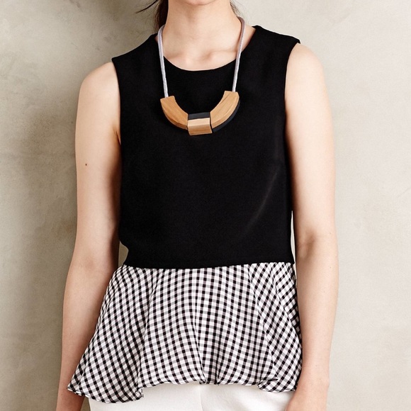 Bailey 44 fun house top silk gingham peplum  XS