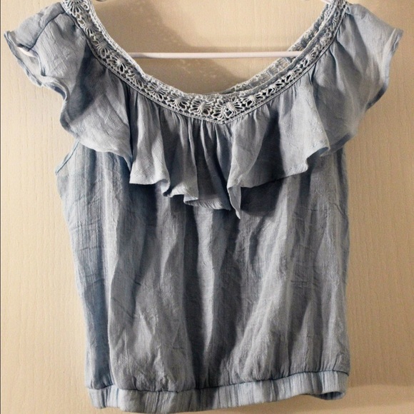 Baby doll Blue Ruffle Crop Top