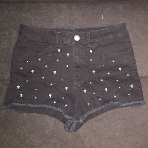 Skull studded shorts