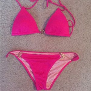 Victoria's Secret triangle bikini with gold accent