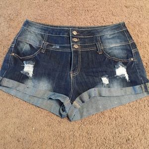 High-Waisted dark wash jean shorts