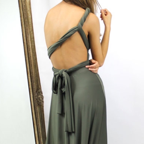MAXI DRESS Strappy Swing Gown Convertible Formal - Picture 2 of 4