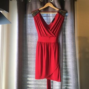 Beaded shoulder mini dress