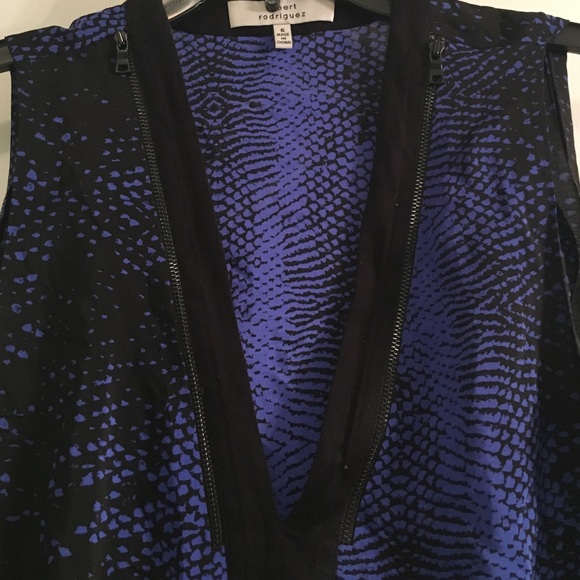 Robert Rodriguez black and blue snake print top - Picture 2 of 3