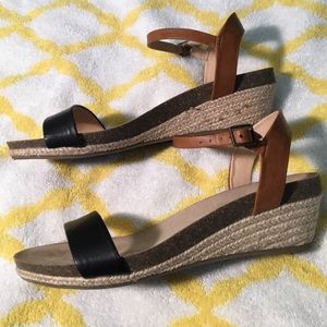 Merona wedge sandals in black and brown