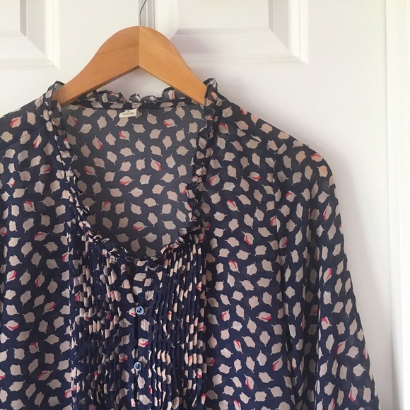 Navy Peasant Blouse