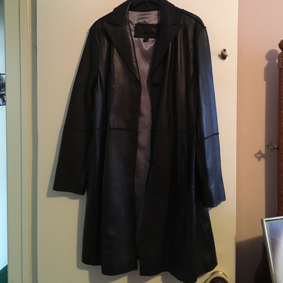 Guess black leather trenchcoat