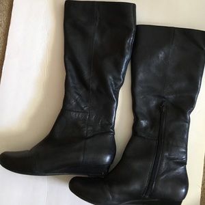 Indigo by Clarks knee high wedge boots Blk 8