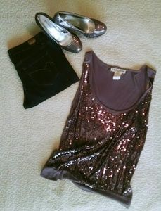 Sequined grey tank top