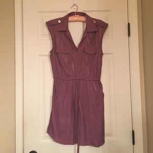 Purple sleeveless/backless collared dress