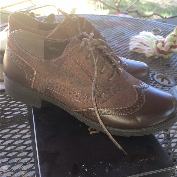 Brown lace up booties