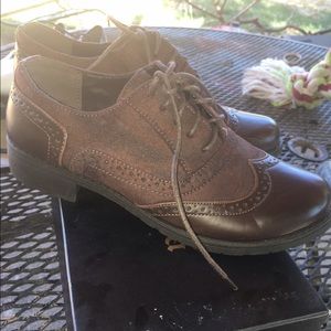 Brown lace up booties