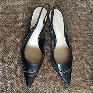 Leather slingback 2.5" heel pointy toe pumps