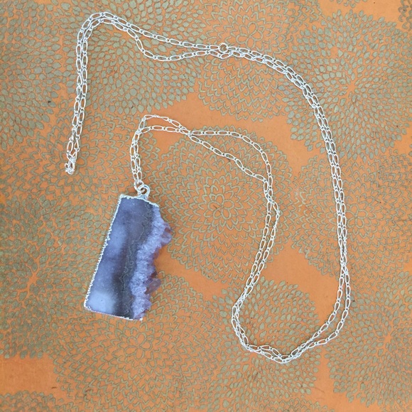 Jessica Matrasko Jewelry - Boho Druzy Amethyst slice pendant necklace