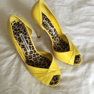 Manolo Blahnik Yellow Peep Toe Heels