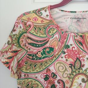 CROFT & BARROW Casual Vibrant Paisley Tee