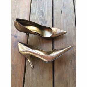 Bronze Snakeskin Heels