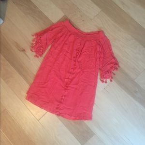 Tassel trim off the shoulder dress