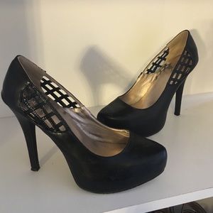 Black enclosed heels
