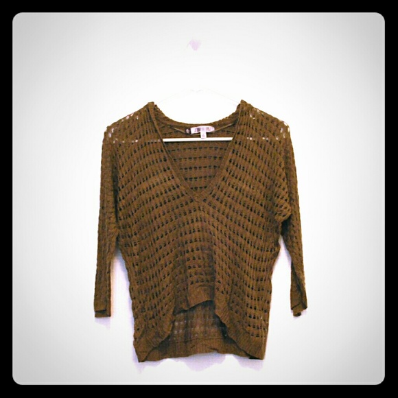 Jennifer Lopez Army Green Cropped Crochet Hoodie