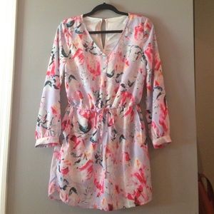 Multicolor floral patterned long-sleeved dress