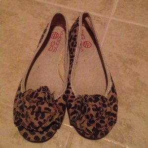 Big Buddha leopard print, peep-toe flats