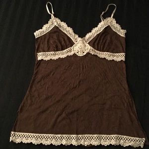 Brown Cami with Lace trim