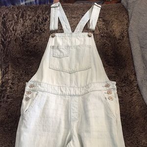 Hollister light wash overalls