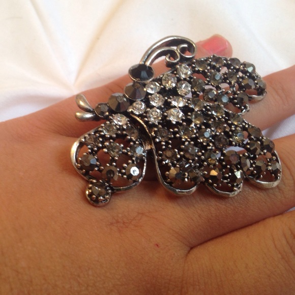 A black and silver ring