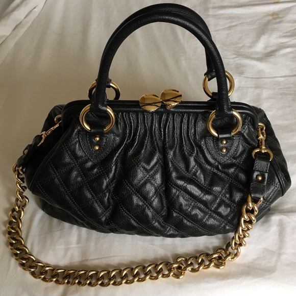 Marc Jacobs Black Quilted Leather Stam Satchel