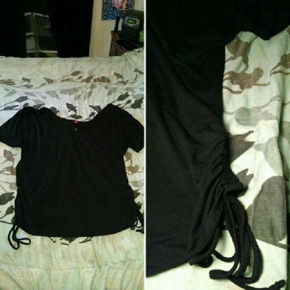 Black Knit Side-Tie Top
